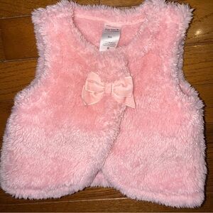 Fuzzy Fur Cotton Candy Pink Baby Vest with Snap Closure, 6 Months